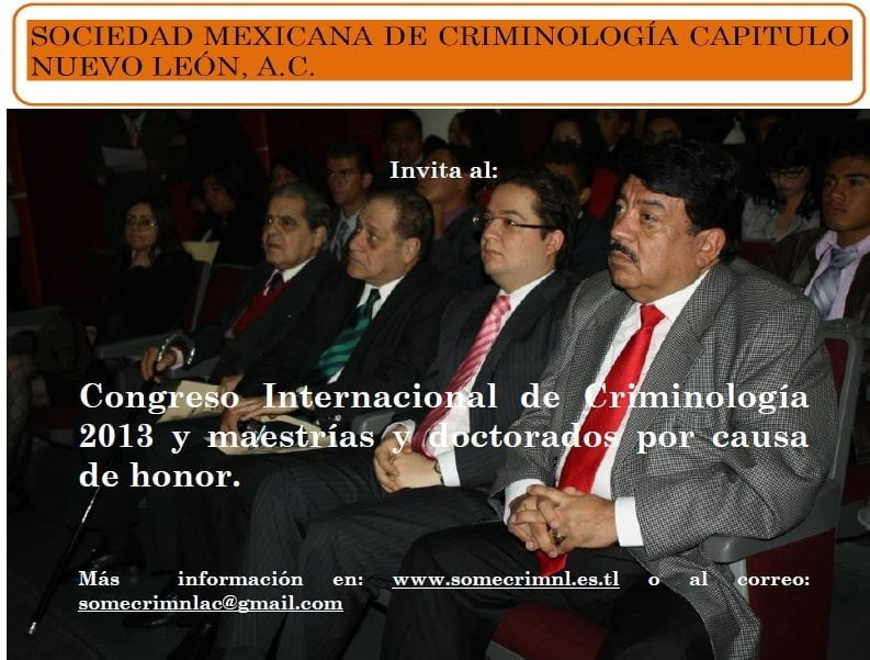 CONGRESO INTERNACIONAL DE CRIMINOLOGÍA 2013: “Análisis y evolución de la criminalidad global” 6 CONGRESO INTERNACIONAL DE CRIMINOLOGÍA 2013: “Análisis y evolución de la criminalidad global”